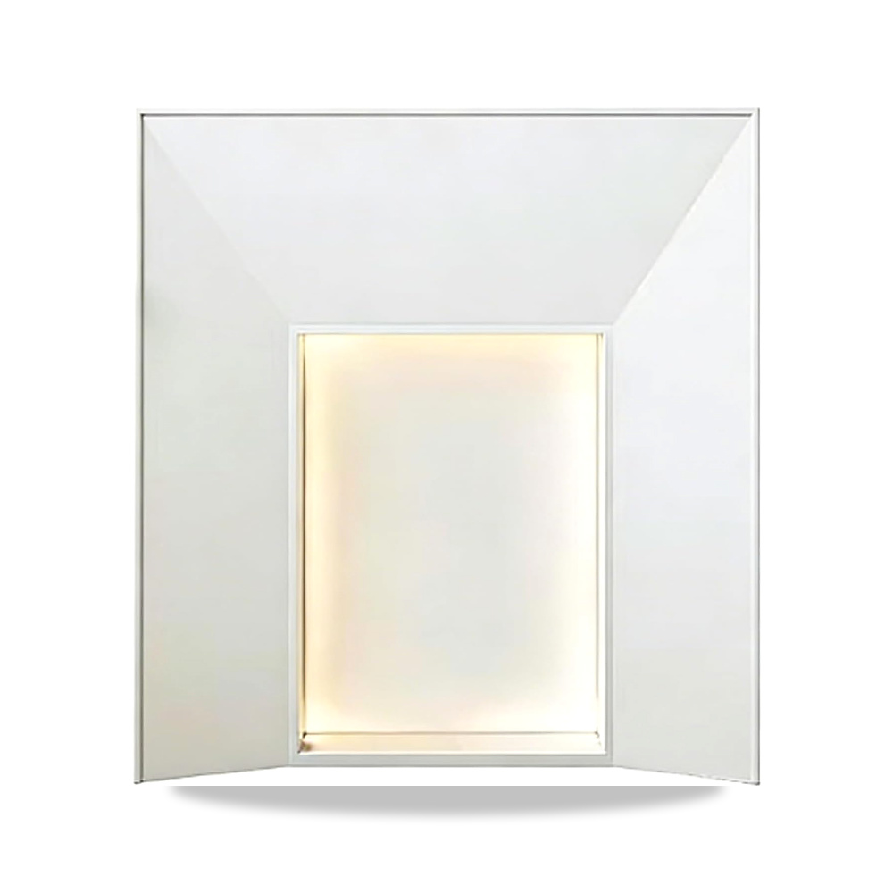 صورة منتج الموقد المحيطي Modern Geometric Fireplace Mantel with LED Freestanding Decorative Surround(أبيض) - كود الصنف reemco-2027-1770987 - ماركة يباع من خلال reemco - توريد وتصوير حصري لشركة ريمكو القابضة السعودية