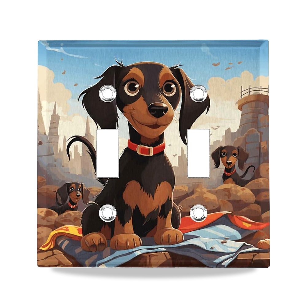صورة منتج لوحة حائط للمنافذ الكهربائية، اغطية منافذ مزدوجة بتصميم عبارة I Love My Dog Dachshunds، غطاء مفتاح الضوء – المادة ستانلس ستيل - كود الصنف reemco-2027-1779837 - ماركة يباع من خلال reemco - توريد وتصوير حصري لشركة ريمكو القابضة السعودية