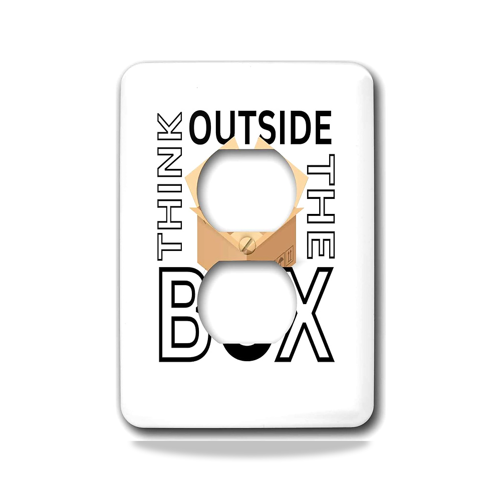 صورة منتج 3D روز اغطية مفاتيح اضاءة بعبارة «Think outside the box» من صورة الاقتباس (lsp-388455-6) 3دي روز - كود الصنف reemco-2027-1780022 - ماركة يباع من خلال reemco - توريد وتصوير حصري لشركة ريمكو القابضة السعودية
