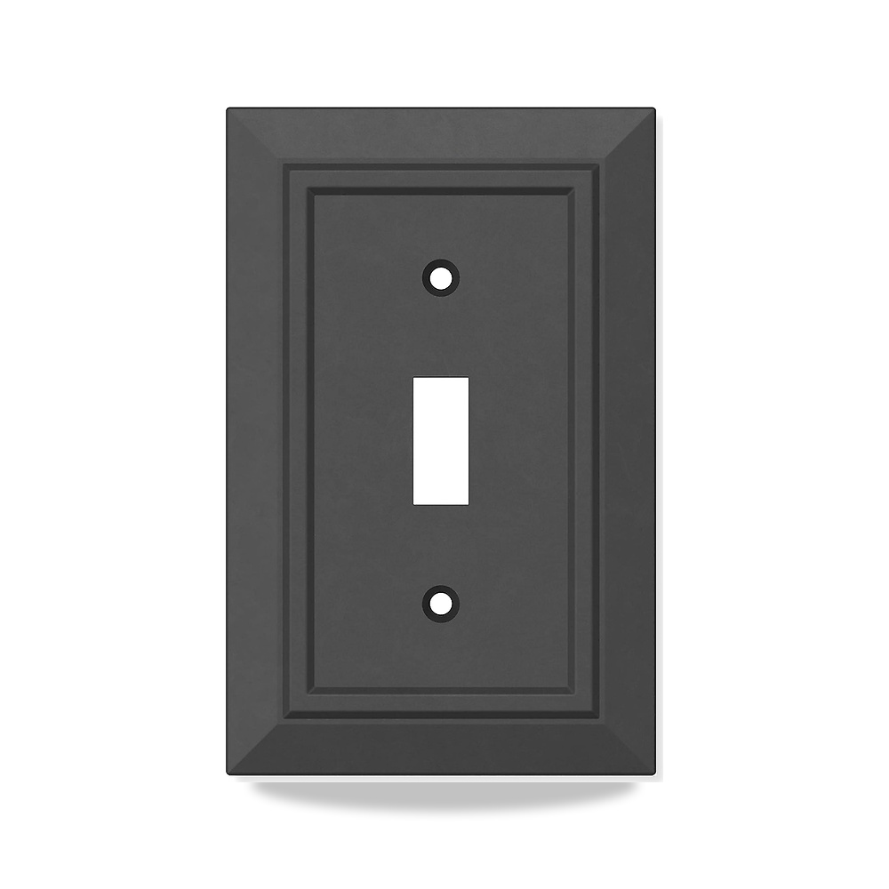طبق حائط بتصميم هندسي كلاسيكي مضاد للميكروبات، مفتاح مفرد، 4 قطع، أسود مطفي، W35241-FBA-C فرانكلن براسس