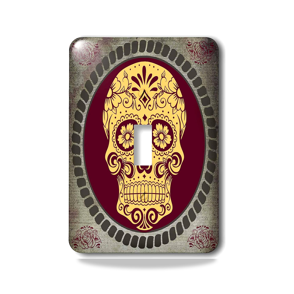 صورة منتج 3dRose lsp_233910_1 Day of the Dead. تصميم رائع. أصفر، عنابي، رمادي مفتاح تبديل 3دي روز – المادة معدن – اللون أصفر/خمري/رمادي - كود الصنف reemco-2027-1783148 - ماركة يباع من خلال reemco - توريد وتصوير حصري لشركة ريمكو القابضة السعودية