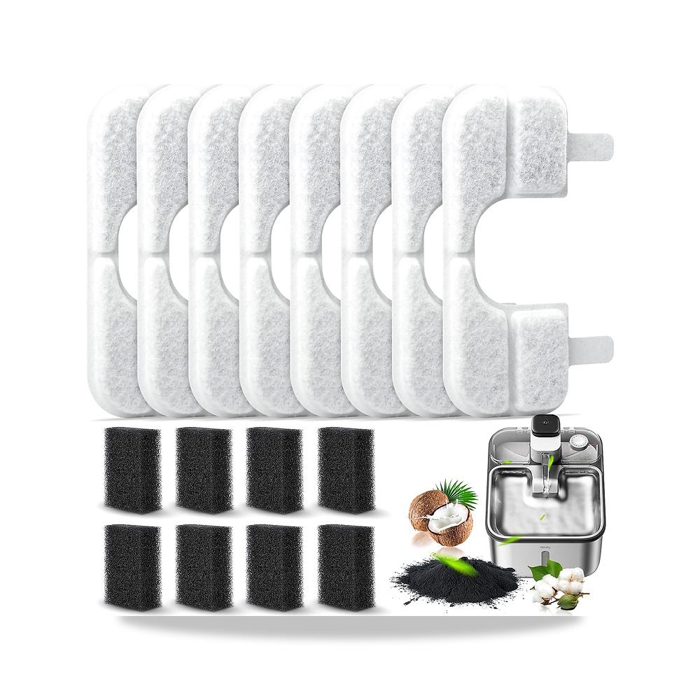 صورة منتج 8 عبوات فلاتر بديلة و8 اسفنجات فلتر مضخة لنافورة مياه القطط كينلي Q108 سعة 127 اونصة/3.5 لتر من الستانلس - كود الصنف reemco-2027-1788415 - ماركة يباع من خلال reemco - توريد وتصوير حصري لشركة ريمكو القابضة السعودية