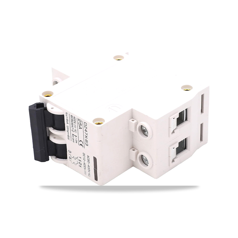 صورة منتج قاطع دائرة كهربائية مصغر بتيار متردد وتيار مستمر، PA66 AC DC 2P 25A 12 الى 400 فولت، حماية موديل DZ47X 63 - كود الصنف reemco-2027-1800225 - ماركة يباع من خلال reemco - توريد وتصوير حصري لشركة ريمكو القابضة السعودية