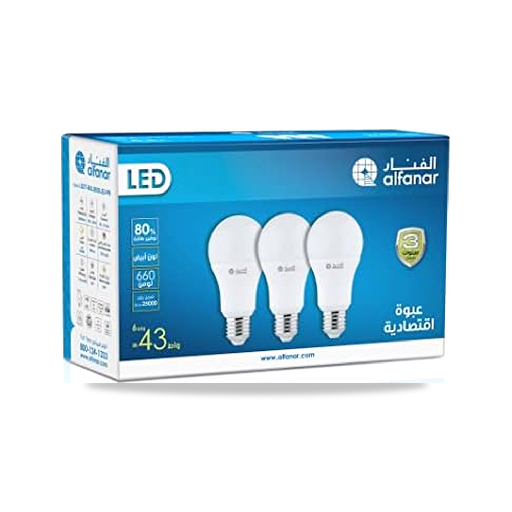 صورة منتج الفانار – مصباح LED اضاءة نهارية 6 واط – (عبوة اقتصادية 3 قطع) الفنار – اللون الفاتح أبيض – 220 فولت - كود الصنف reemco-2027-1802531 - ماركة يباع من خلال reemco - توريد وتصوير حصري لشركة ريمكو القابضة السعودية