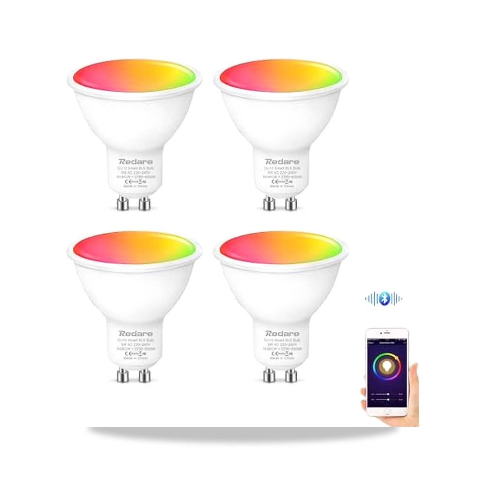 صورة منتج مصباح سبوت بلوتوث ذكي GU10 بإضاءة LED بقدرة 5 واط مع تحكم عبر التطبيق ومزامنة موسيقى و8 أوضاع مشاهد لغرفة - كود الصنف reemco-2027-1802571 - ماركة يباع من خلال reemco - توريد وتصوير حصري لشركة ريمكو القابضة السعودية
