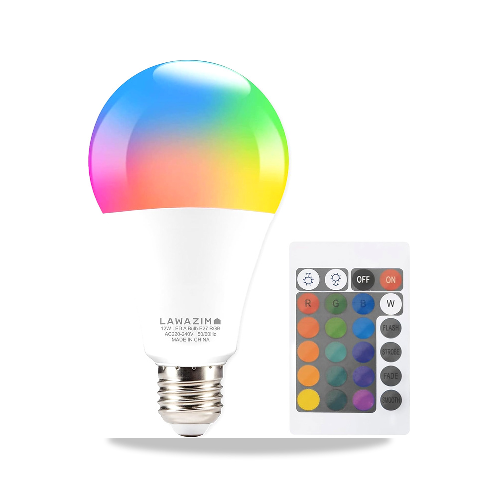 صورة منتج مصباح LED A80 بقوة 12 واط وقاعدة E27، نطاق ألوان RGB بين 3000 و7000K، موفر للطاقة ومتغير الألوان مع جهاز - كود الصنف reemco-2027-1802593 - ماركة يباع من خلال reemco - توريد وتصوير حصري لشركة ريمكو القابضة السعودية