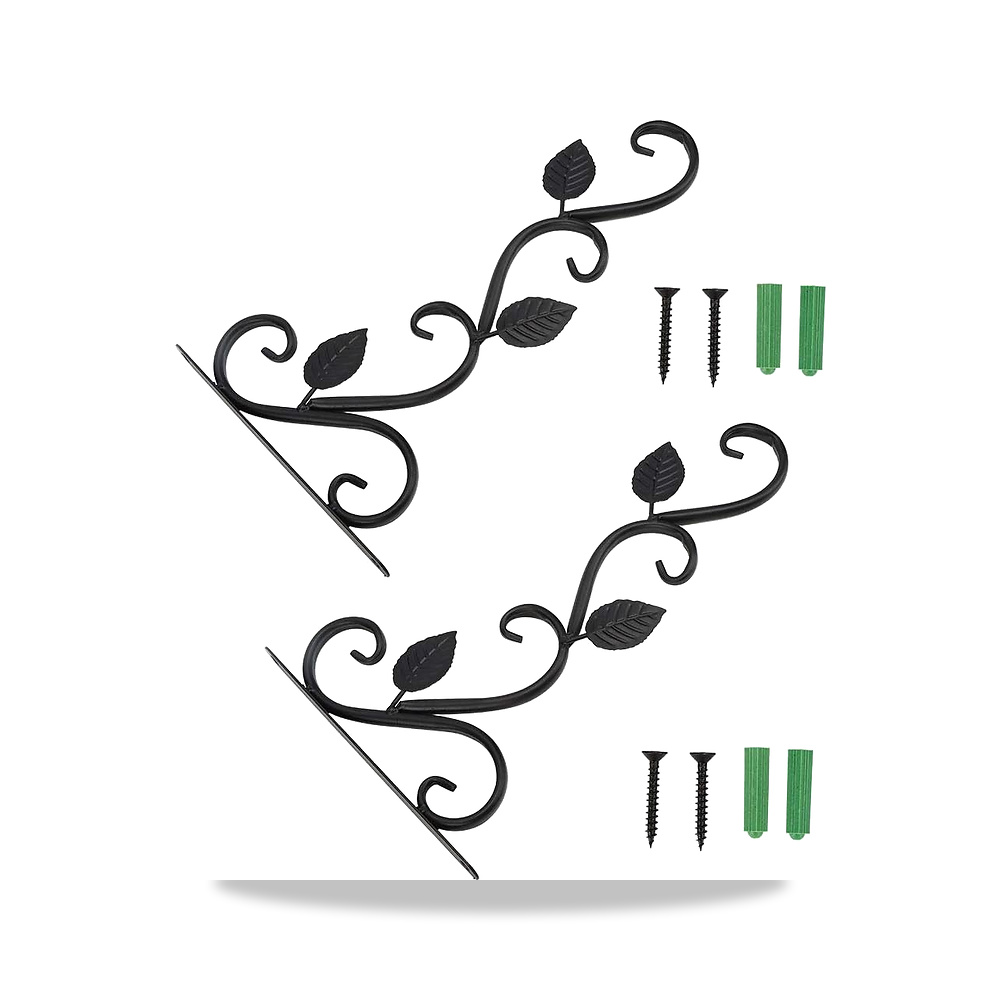 صورة منتج خطاف حائط من الحديد على الطراز الاوروبي من اويتروي مع برغي تثبيت لتزيين وعاء الزهور والحديقة (اسود) Oytrui - كود الصنف reemco-2027-1813909 - ماركة يباع من خلال reemco - توريد وتصوير حصري لشركة ريمكو القابضة السعودية