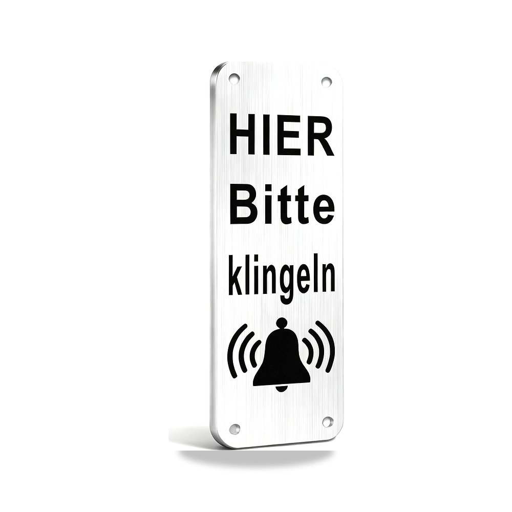 صورة منتج لافتة جرس “Bitte hier klingeln”، انتظار ذاتية اللصق مقاس 15 × 5 سم، لاصقة مقاومة للطقس، مظهر من الستانلس - كود الصنف reemco-2027-1815918 - ماركة يباع من خلال reemco - توريد وتصوير حصري لشركة ريمكو القابضة السعودية