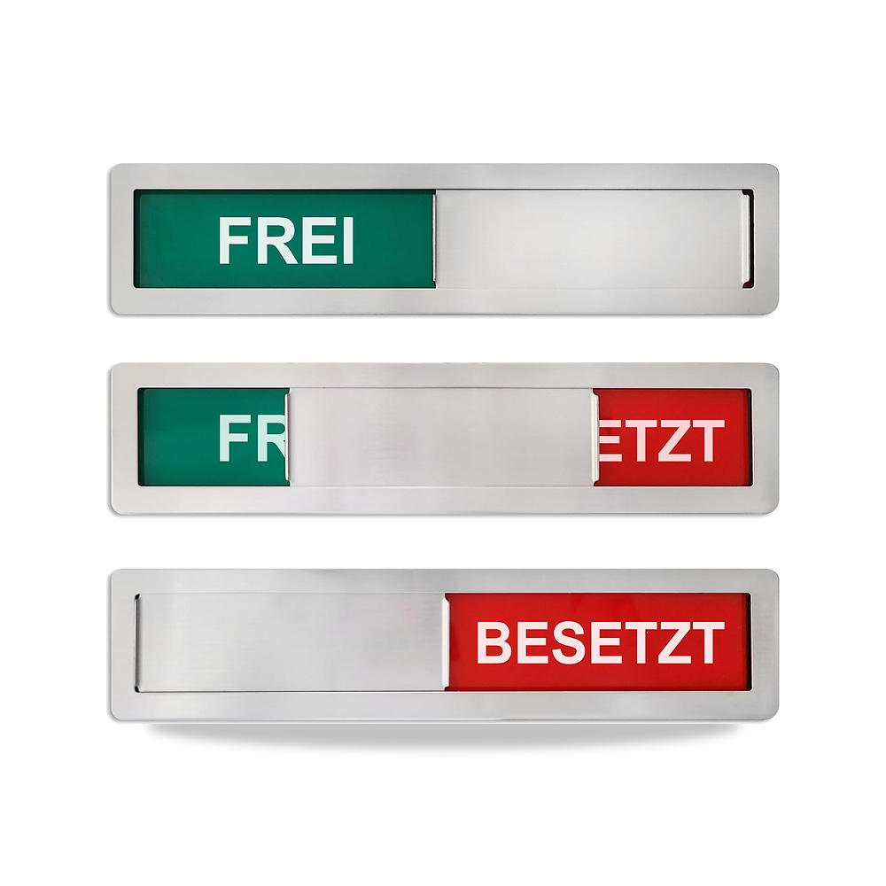 صورة منتج لافتة حرة/احتلال موديل “Ferra”: FREI/BESETZT 180 × 40 × 4 ملم – منزلقة معدنية (ستيل 304) – أنيقة وقوية – ظهر - كود الصنف reemco-2027-1815948 - ماركة يباع من خلال reemco - توريد وتصوير حصري لشركة ريمكو القابضة السعودية