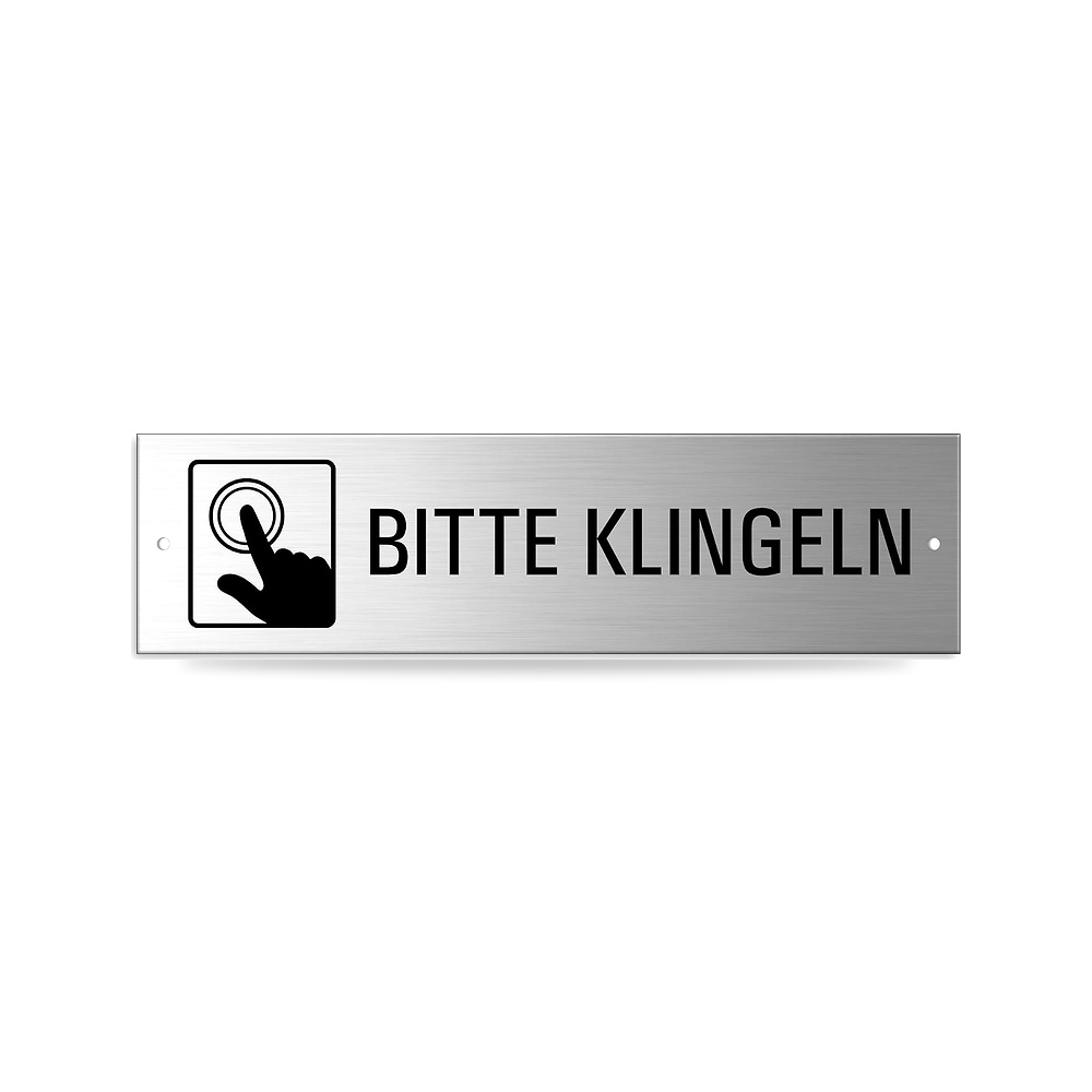 صورة منتج لافتة باب مع نص الماني “Bitte klingeln” [اللغة الالمانية] الومنيوم من الستانلس ستيل بمظهر مزدوج 150 × 40 ملم - كود الصنف reemco-2027-1816056 - ماركة يباع من خلال reemco - توريد وتصوير حصري لشركة ريمكو القابضة السعودية