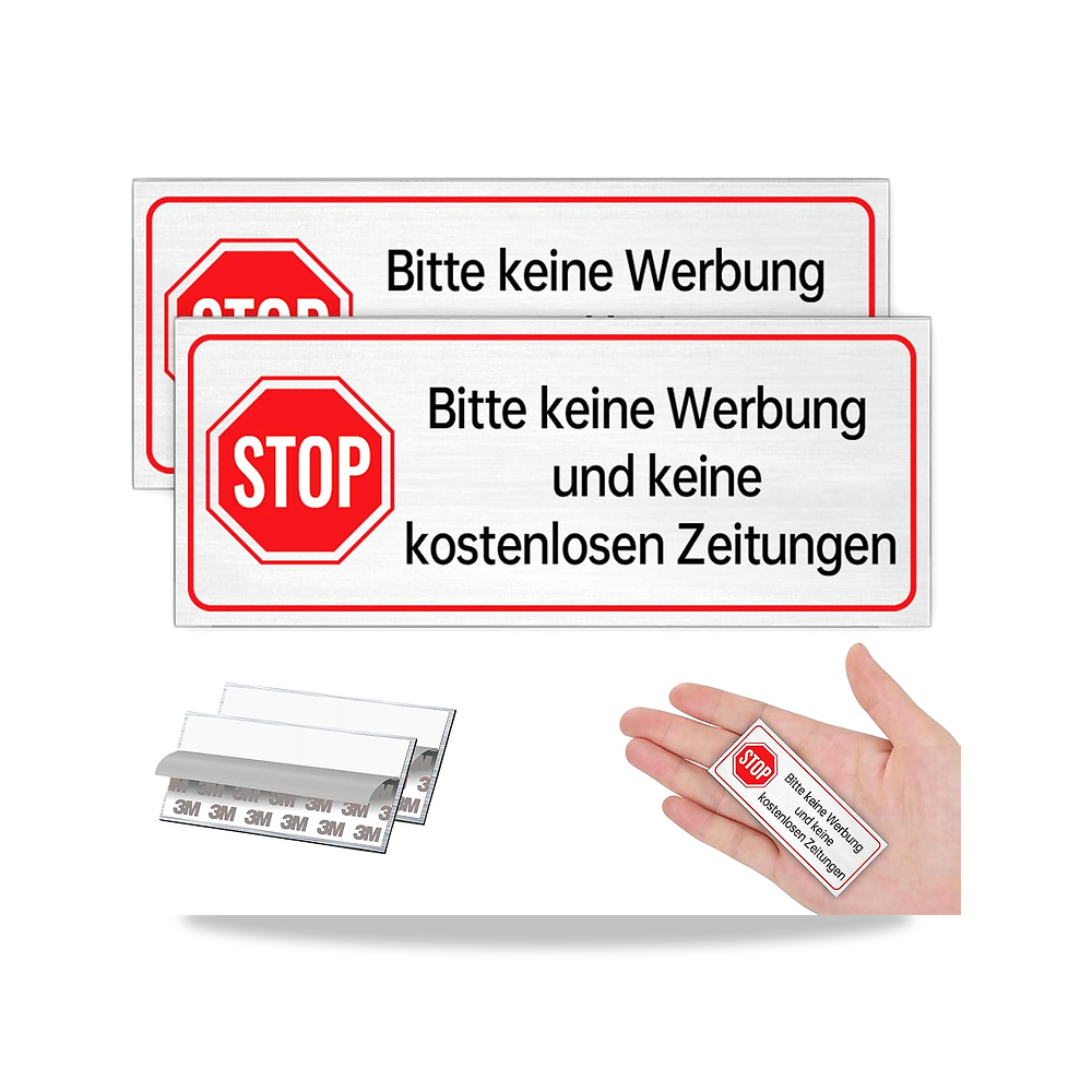 صورة منتج لافتة ذاتية اللصق بعبارة «Stop Bitte keine Werbung und kostenlose Zeitung» من كيه كاتسي، عبوة من قطعتين [65 - كود الصنف reemco-2027-1816063 - ماركة يباع من خلال reemco - توريد وتصوير حصري لشركة ريمكو القابضة السعودية