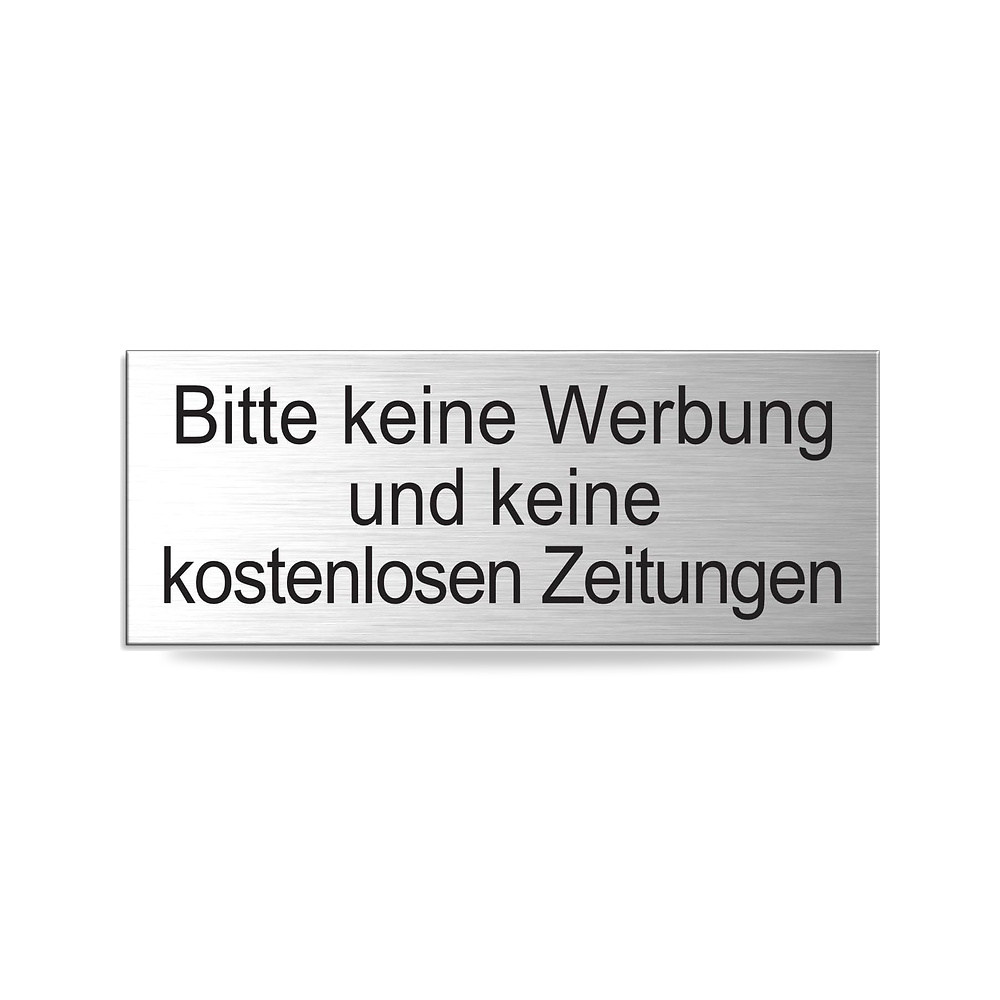 صورة منتج لافتة “Bitte Keine Werbung und kostenlosen Zeitungen” 66 × 25 ملم، صندوق حروف من الالومنيوم والزجاج الصلب - كود الصنف reemco-2027-1816077 - ماركة يباع من خلال reemco - توريد وتصوير حصري لشركة ريمكو القابضة السعودية