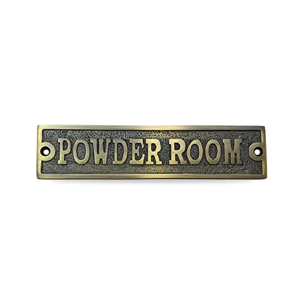 صورة منتج ادوناي هاردوير لافتة باب نحاسية بتصميم عبارة “Powder Room – نحاس عتيق – المقاس 6.4″ x 1.5” – اللون انتيك براس - كود الصنف reemco-2027-1816424 - ماركة يباع من خلال reemco - توريد وتصوير حصري لشركة ريمكو القابضة السعودية