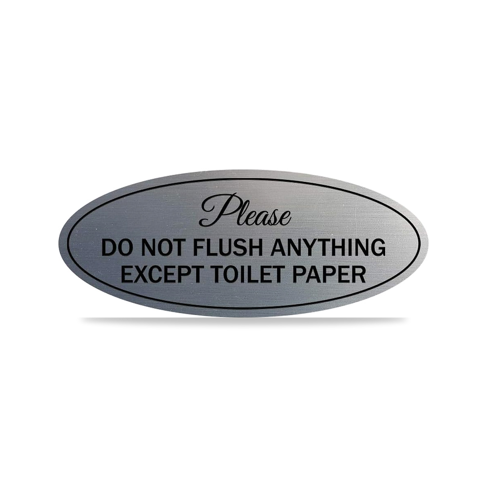 صورة منتج ساينز باي ليتا لافتة ورقية بيضاوية بعبارة Please Do Not Flush Anything Except (فضي مصقول) – مقاس S - كود الصنف reemco-2027-1816427 - ماركة يباع من خلال reemco - توريد وتصوير حصري لشركة ريمكو القابضة السعودية