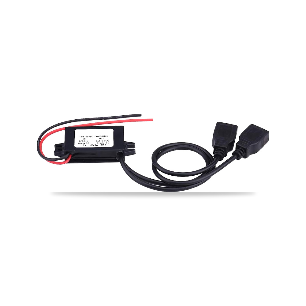 صورة منتج وحدة محول تيار مستمر 12 فولت الى 5 فولت، شاحن USB 3 امبير 12 فولت الى 5 تحويل مزدوجة لشحن الهاتف والسيارة - كود الصنف reemco-2027-1820915 - ماركة يباع من خلال reemco - توريد وتصوير حصري لشركة ريمكو القابضة السعودية