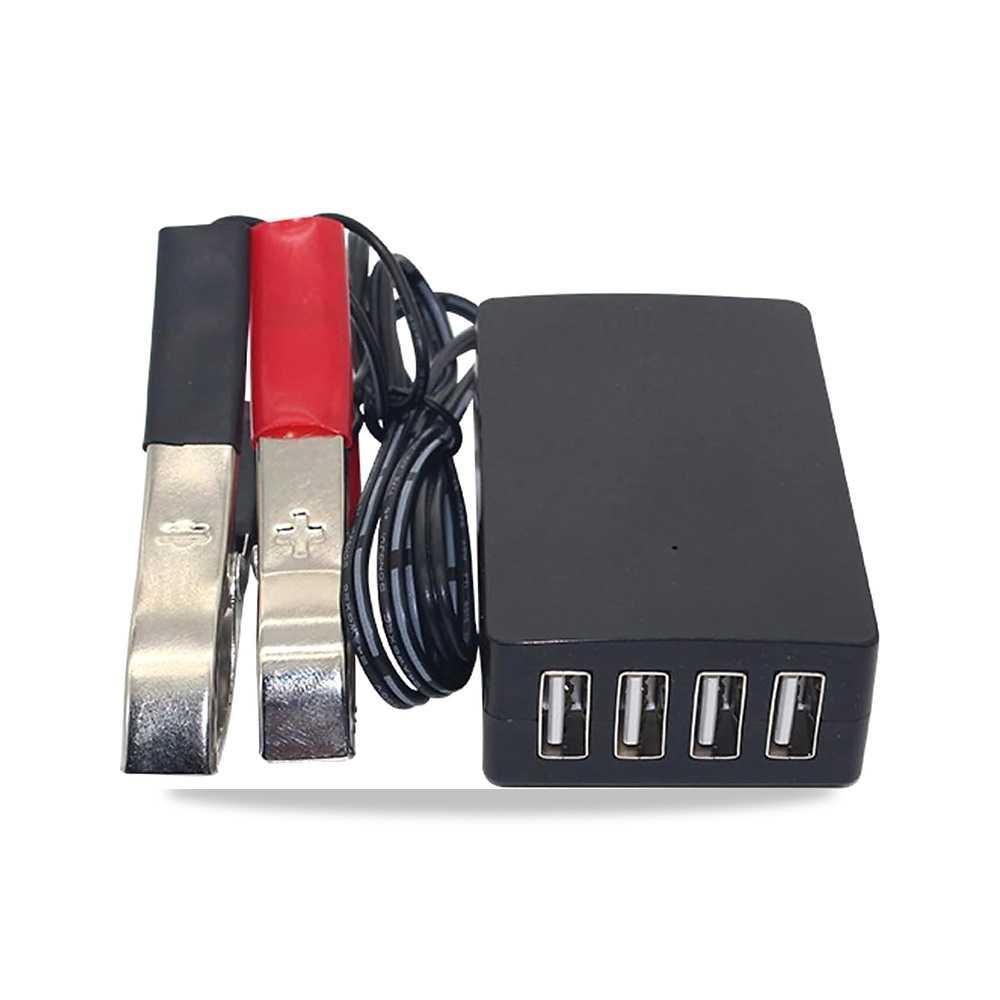صورة منتج محول تيار مستمر مع مشبك بطارية 12 فولت 24 فولت الى 5 فولت 8 امبير طاقة USB – شاحن منظم لجوالات ابل – اندرويد - كود الصنف reemco-2027-1821215 - ماركة يباع من خلال reemco - توريد وتصوير حصري لشركة ريمكو القابضة السعودية