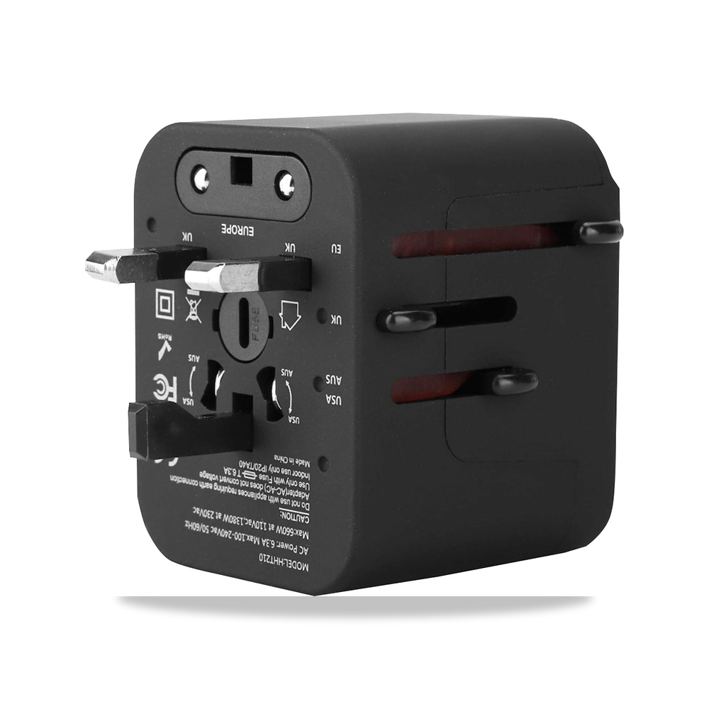 صورة منتج محول يدعم التيار المخرج للسفر – اللون أسود – منفذ المخرج 4 USB - كود الصنف reemco-2027-1821284 - ماركة يباع من خلال reemco - توريد وتصوير حصري لشركة ريمكو القابضة السعودية
