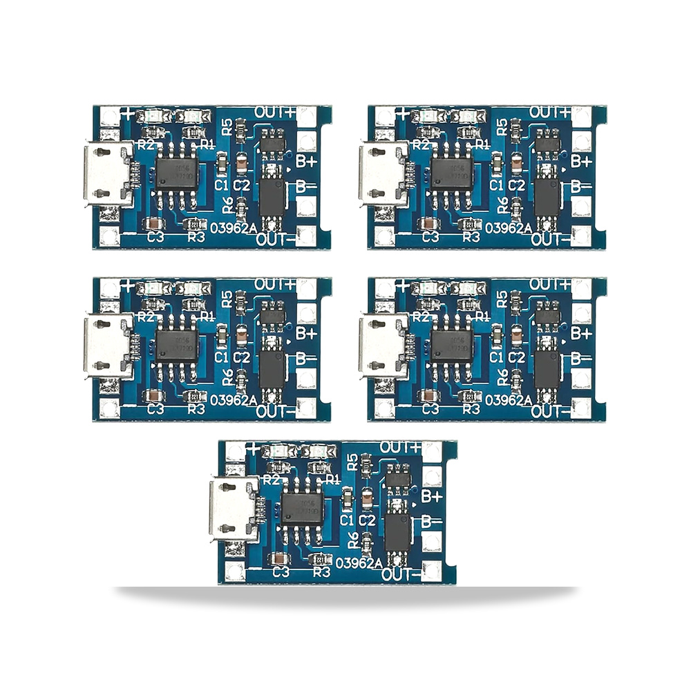 صورة منتج اونا وحدة شحن بطارية ليثيوم مايكرو USB 18650 + دائرة حماية 5 فولت 1 امبير من 5 قطع – 5 فولت موصى به – 4.2 فولت (+/-) 1% - كود الصنف reemco-2027-1821822 - ماركة يباع من خلال reemco - توريد وتصوير حصري لشركة ريمكو القابضة السعودية