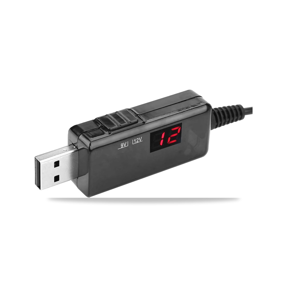 صورة منتج كيبل تحويل للتصعيد، منفذ USB الى تيار مستمر 9 فولت/12 فولت، محول الجهد الكهربائي مع شاشة عرض - كود الصنف reemco-2027-1822548 - ماركة يباع من خلال reemco - توريد وتصوير حصري لشركة ريمكو القابضة السعودية