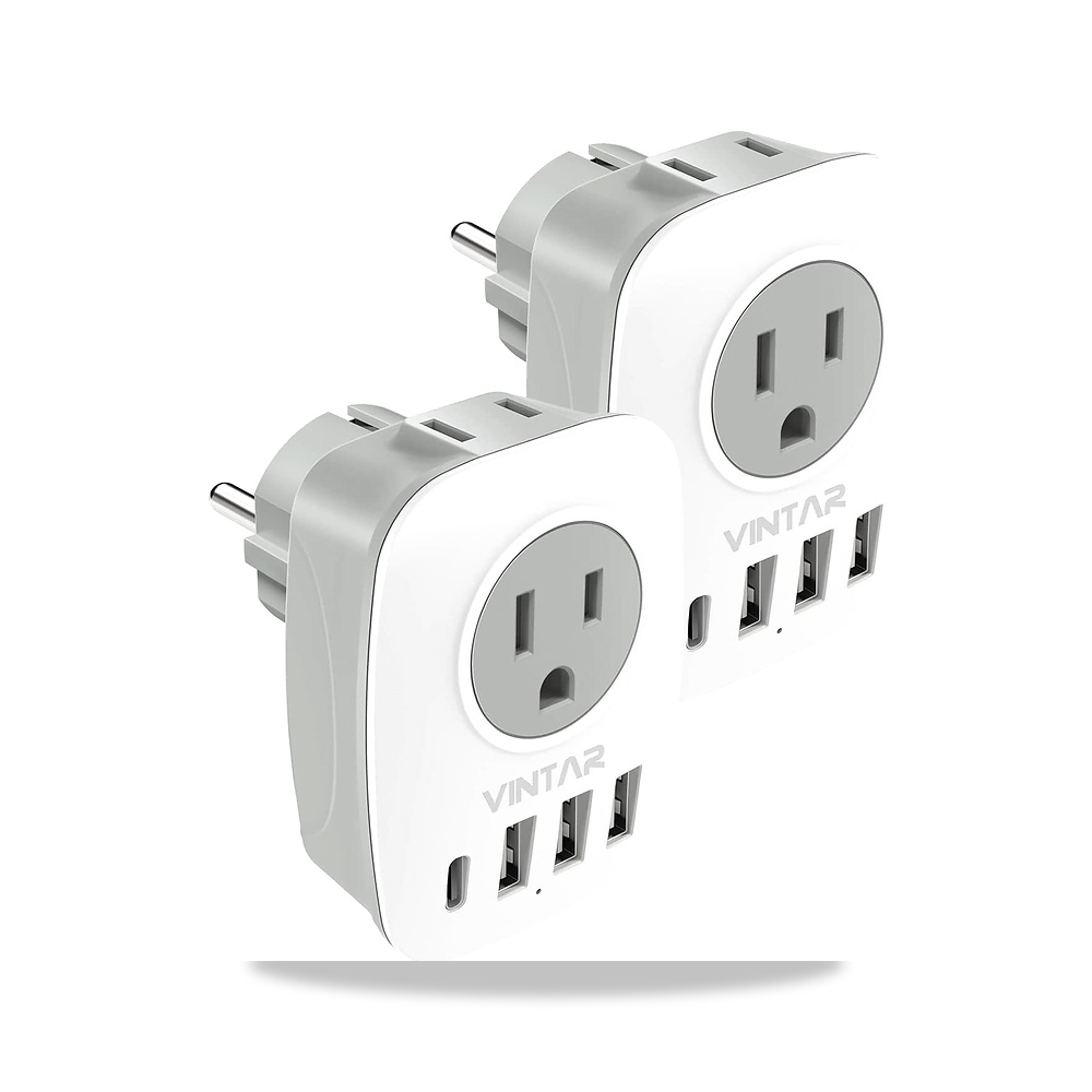 صورة منتج فينتار محول قابس من النوع E F، عبوتان من مخرج كوريا الجنوبية مع USB C فنتار – اللون أبيض-رمادي – 7,9 x 5,8 x 6,4 سم - كود الصنف reemco-2027-1822974 - ماركة يباع من خلال reemco - توريد وتصوير حصري لشركة ريمكو القابضة السعودية