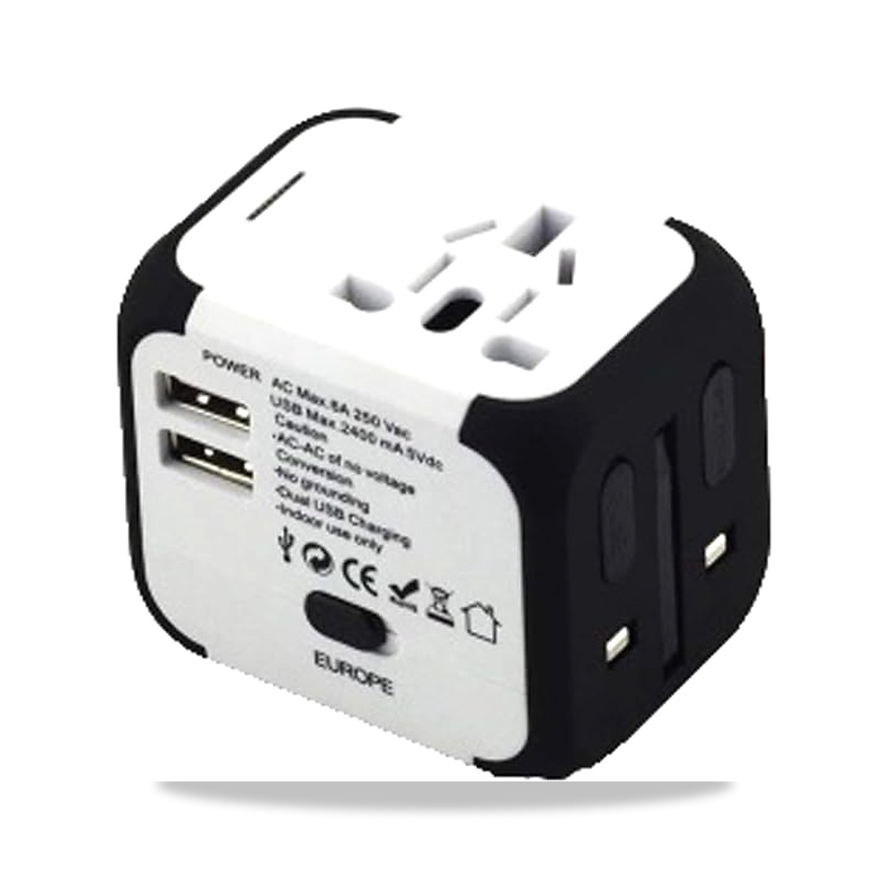 صورة منتج محول طاقة دولي من بي دي بي، مقبس تحويل صغير متعدد الوظائف، منفذين USB، ملحقات سفر متعددة الدول، لوازم - كود الصنف reemco-2027-1823832 - ماركة يباع من خلال reemco - توريد وتصوير حصري لشركة ريمكو القابضة السعودية