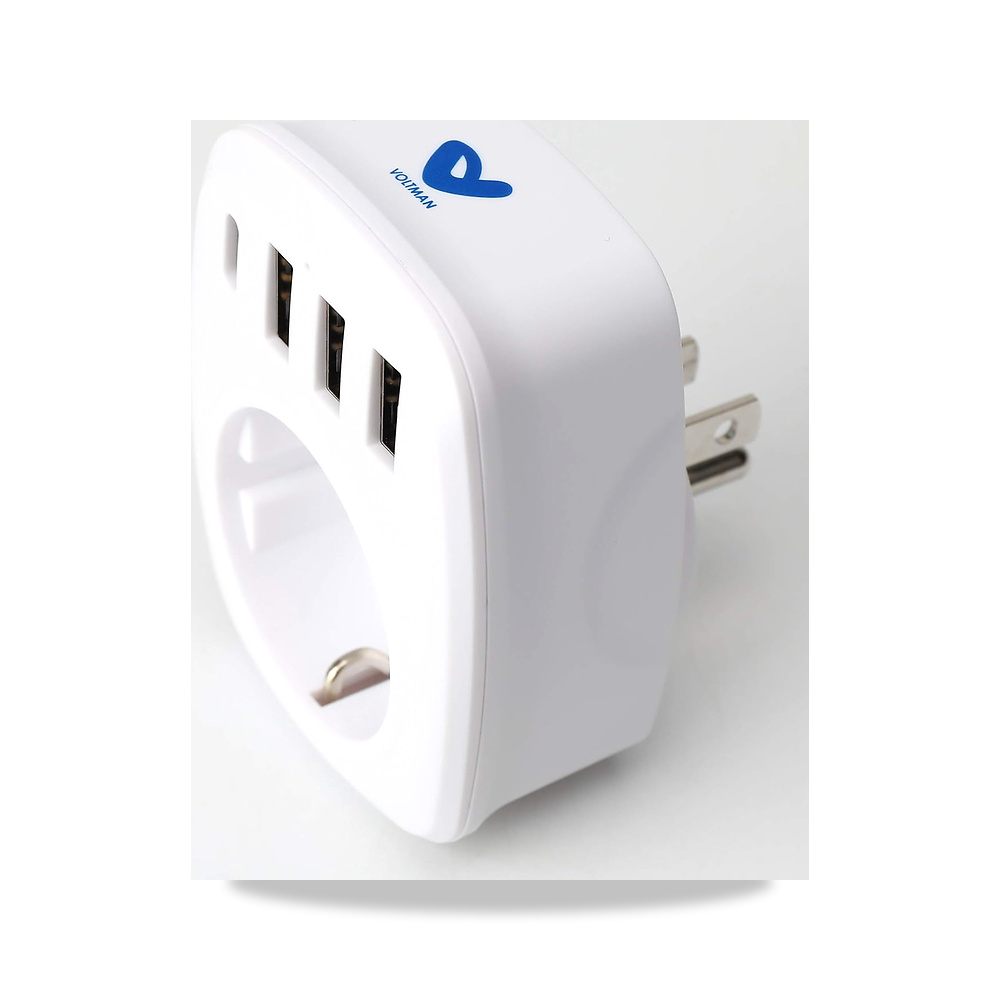 صورة منتج محول قابس السفر EU/US من فولتمان – 4 منافذ USB متضمنة – اوروبي الى امريكي – ابيض – 10,3 x 9 x 10 سم - كود الصنف reemco-2027-1824275 - ماركة يباع من خلال reemco - توريد وتصوير حصري لشركة ريمكو القابضة السعودية