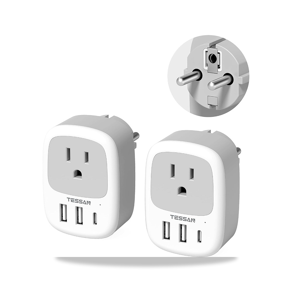 صورة منتج محول قابس نوع E F من قطعتين، منفذ تيسان كوريا الجنوبية مع 3 منافذ USB (1 USB C)، سفر شوكو للولايات المتحدة - كود الصنف reemco-2027-1824687 - ماركة يباع من خلال reemco - توريد وتصوير حصري لشركة ريمكو القابضة السعودية
