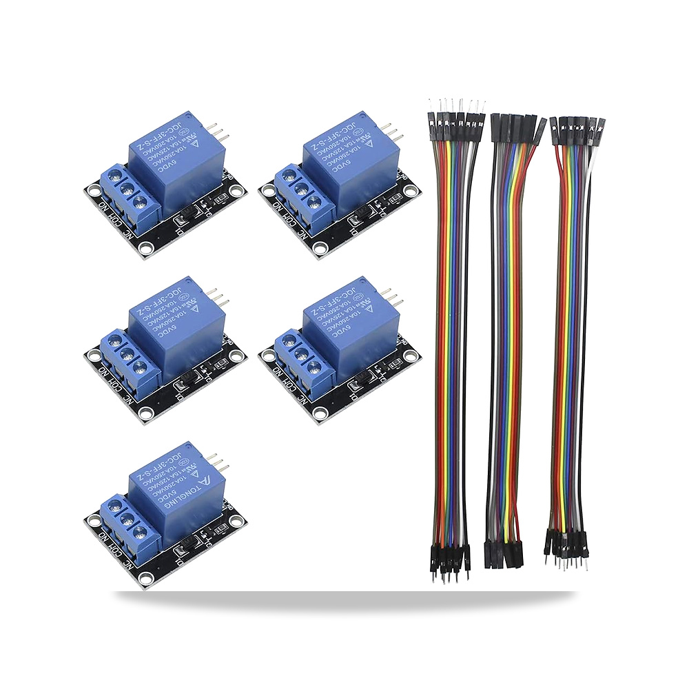 صورة منتج كييه 5 قطع 1 قناة 5 فولت وحدة مرحل درع لوحة درع KY-019 مؤشر LED لاردوينو + 3 قطع 20 سم 10 دبابيس انثى ذكر الأسلاك - كود الصنف reemco-2027-1824780 - ماركة يباع من خلال reemco - توريد وتصوير حصري لشركة ريمكو القابضة السعودية