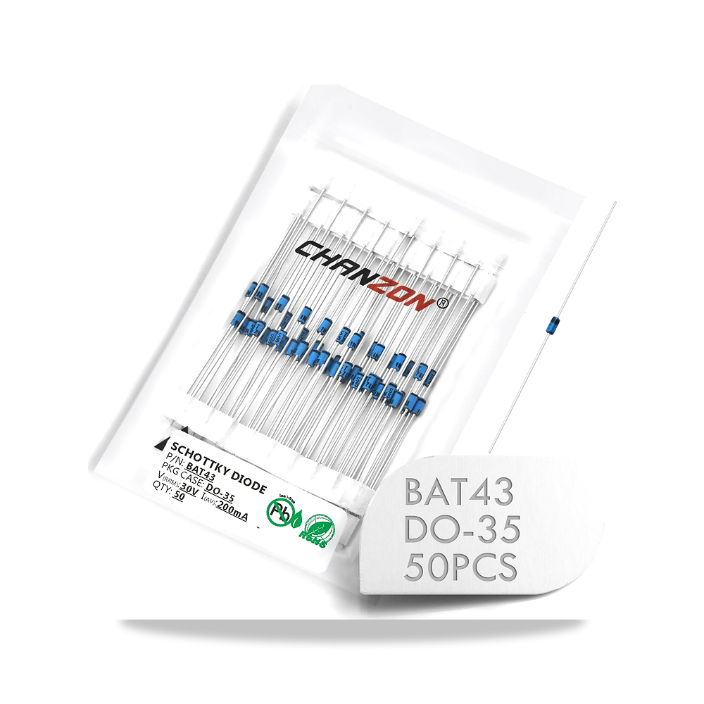 صورة منتج صمام ثنائي مقوم للحاجز شوتكي شان زون BAT43 200mA 30V DO-35 (DO-204AH) 0.2A 30 فولت محول اشارة صغير 0.2A - كود الصنف reemco-2027-1824951 - ماركة يباع من خلال reemco - توريد وتصوير حصري لشركة ريمكو القابضة السعودية