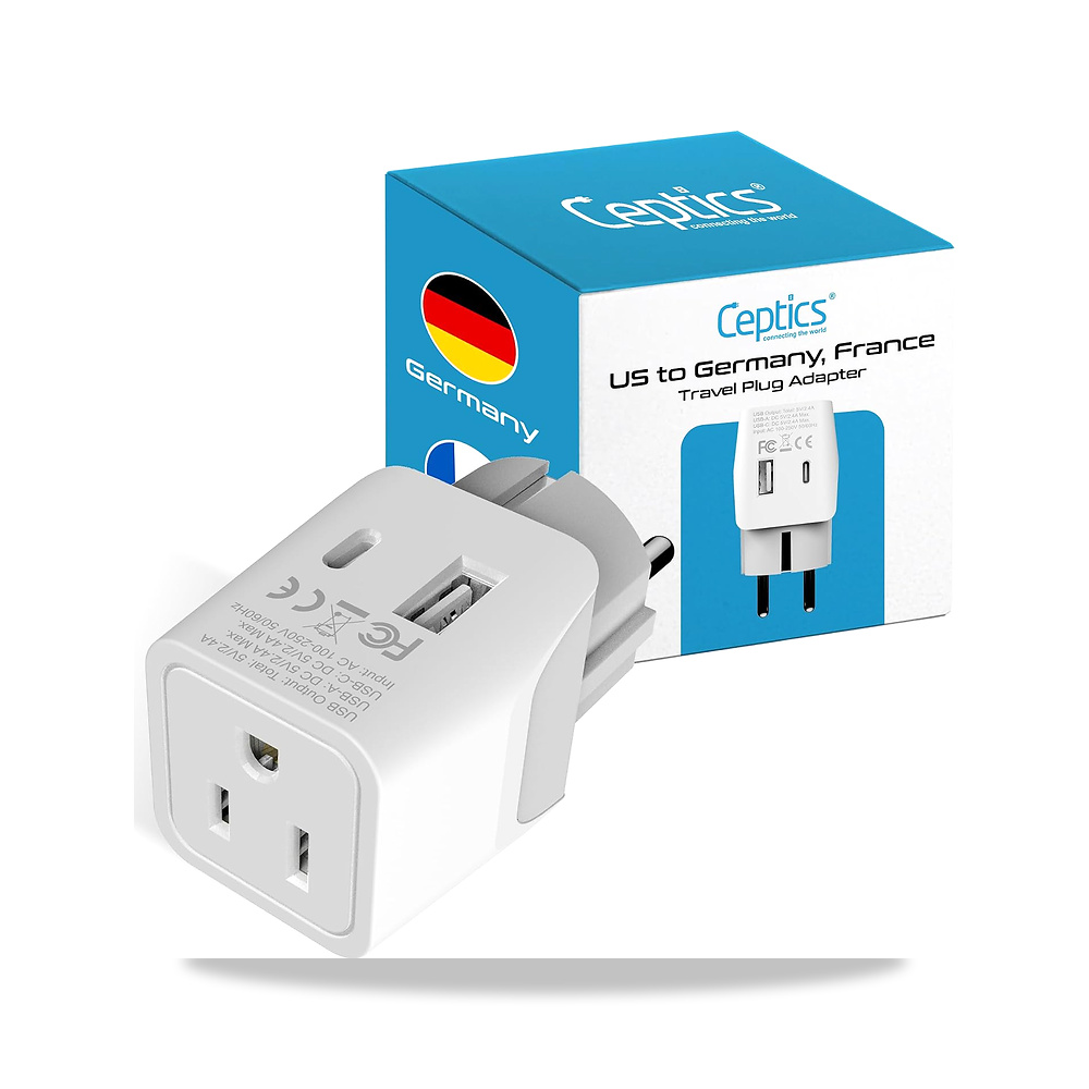 صورة منتج سبتيكس قابس محول السفر من شوكو والمانيا وفرنسا واسبانيا مع منفذ USB A+USB-C – نوع مدخل يو اس ايه اي/اف - كود الصنف reemco-2027-1825093 - ماركة يباع من خلال reemco - توريد وتصوير حصري لشركة ريمكو القابضة السعودية