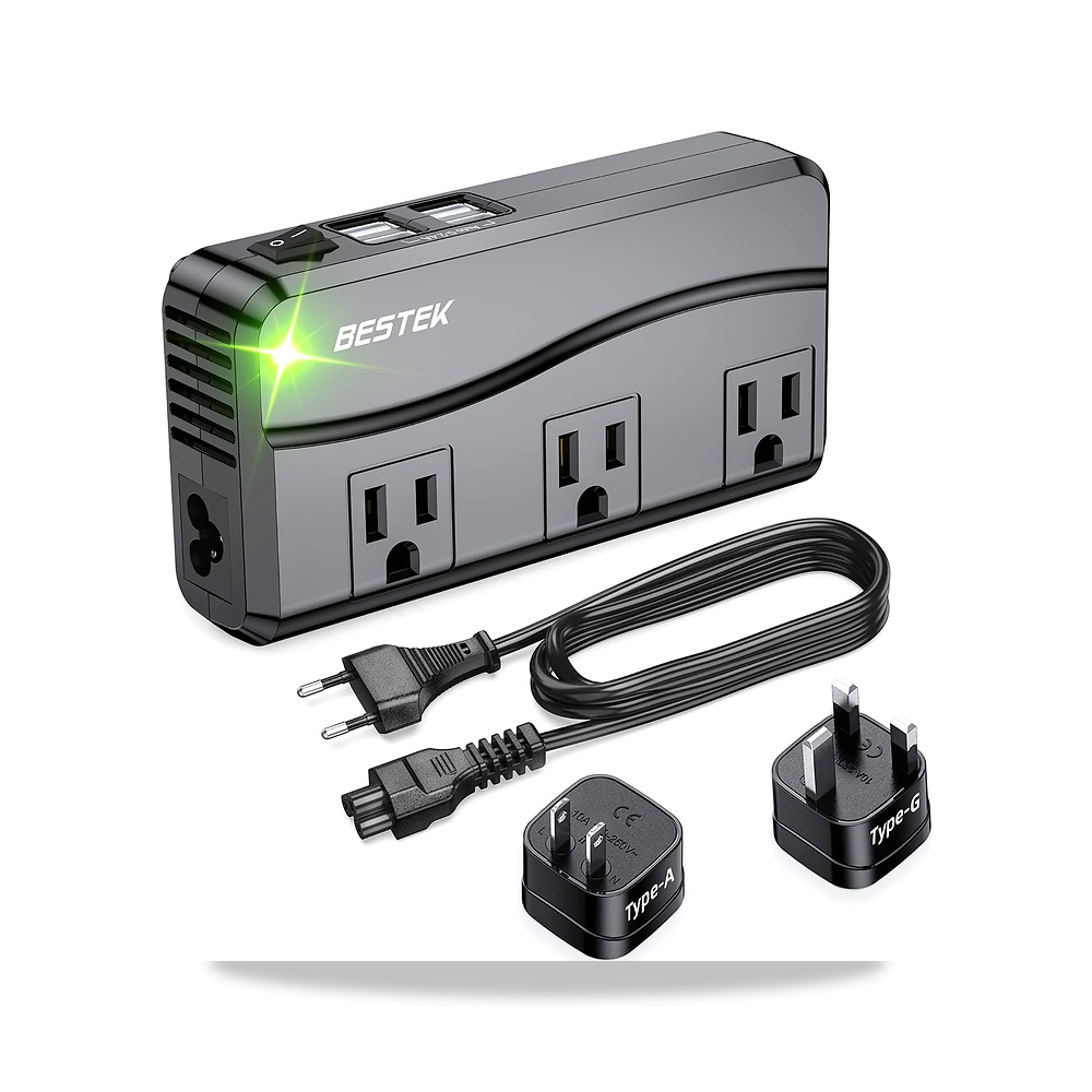 صورة منتج بيستيك محول سفر عالمي 220 فولت الى 110 فولت مع شحن USB 4 منافذ 6 امبير ومحول قابس في المملكة - كود الصنف reemco-2027-1825187 - ماركة يباع من خلال reemco - توريد وتصوير حصري لشركة ريمكو القابضة السعودية