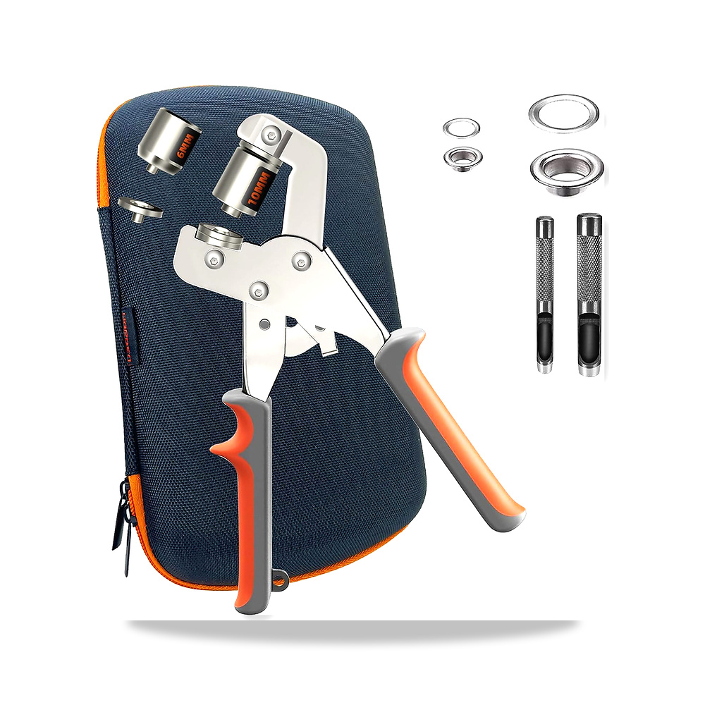 مجموعة زرادية حلقات معدنية شديدة التحمل، ادوات جروميت مع حقيبة، تثبيت 3/8 و1/4 مع 100 حلقة 10 ملم