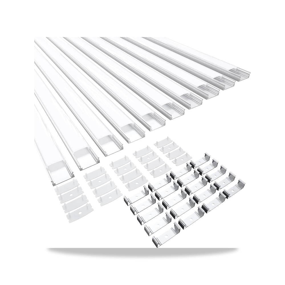 صورة منتج ملف LED من الالومنيوم مقاس 10 × 40 سم مع غطاء بولي كربونات حليبي واغطية طرفية ودعامة تثبيت لشرائط LED - كود الصنف reemco-2027-1827888 - ماركة يباع من خلال reemco - توريد وتصوير حصري لشركة ريمكو القابضة السعودية