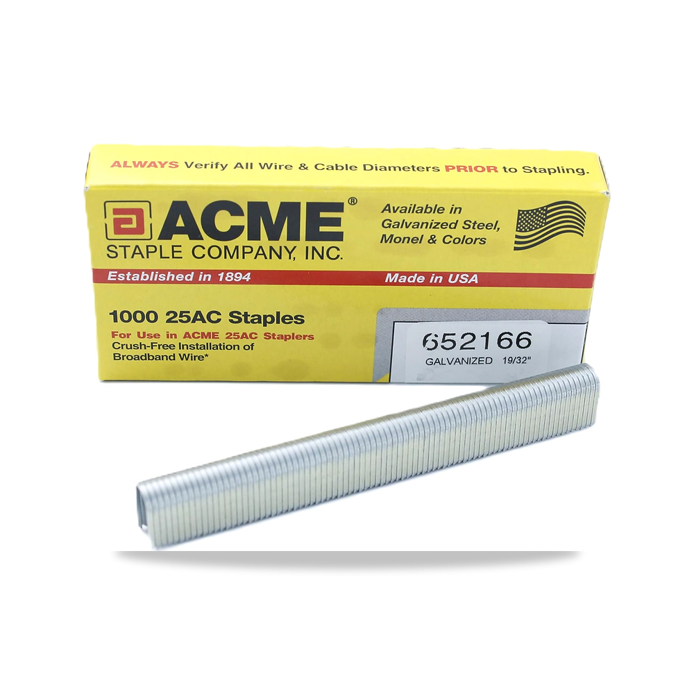 صورة منتج دبابيس مجلفنة بسلك وكابل 652166 لمسدس اكمي (1000/صندوق)، 19/32 انش من Acme Staple – المقاس 19/32″ - كود الصنف reemco-2027-1831498 - ماركة يباع من خلال reemco - توريد وتصوير حصري لشركة ريمكو القابضة السعودية