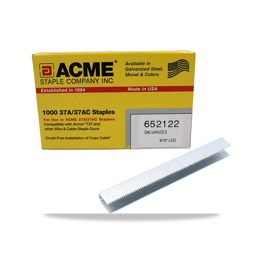 صورة منتج دبابيس مجلفنة بسلك وكابل 652122 لمسدس اكمي (1000/صندوق)، 9/16 انش من Acme Staple – المقاس 9/16″ - كود الصنف reemco-2027-1831500 - ماركة يباع من خلال reemco - توريد وتصوير حصري لشركة ريمكو القابضة السعودية