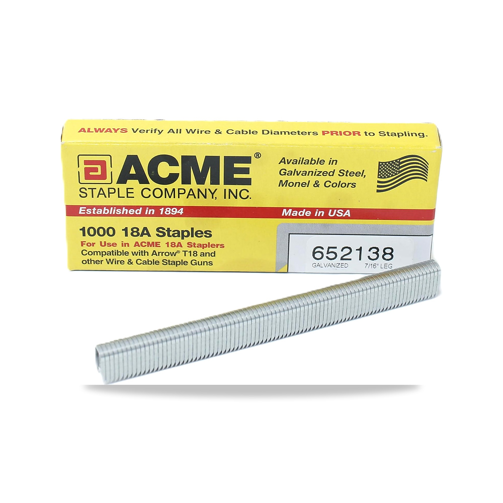 صورة منتج دبابيس اسلاك مجلفنة 652138 من اكمي ستابل لمسدس (1000/صندوق)، 7/16 انش Acme Staple – المقاس 7/16″ - كود الصنف reemco-2027-1831502 - ماركة يباع من خلال reemco - توريد وتصوير حصري لشركة ريمكو القابضة السعودية