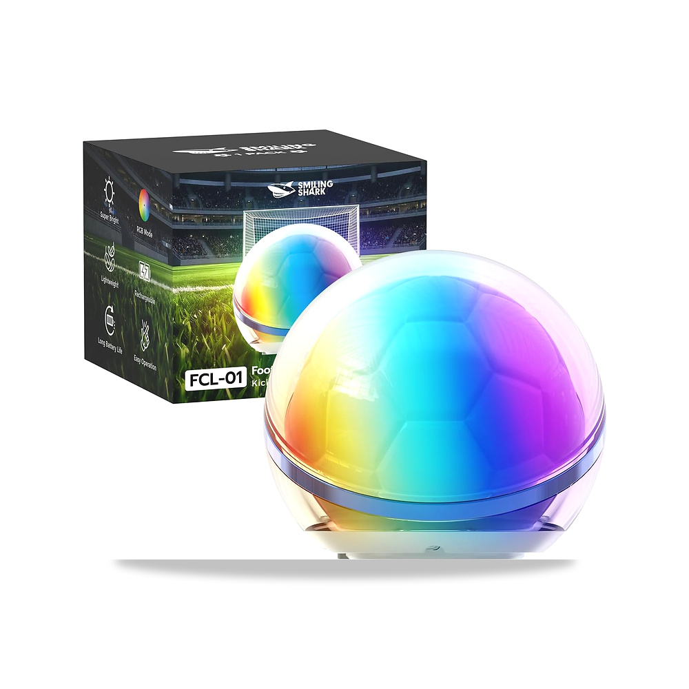 صورة منتج سمايلينغ شارك مصباح ليلي FCL-01 فائق السطوع بـ6 اوضاع RGB صغير الحجم وقابل لاعادة الشحن على شكل كرة قدم - كود الصنف reemco-2027-1841093 - ماركة يباع من خلال reemco - توريد وتصوير حصري لشركة ريمكو القابضة السعودية