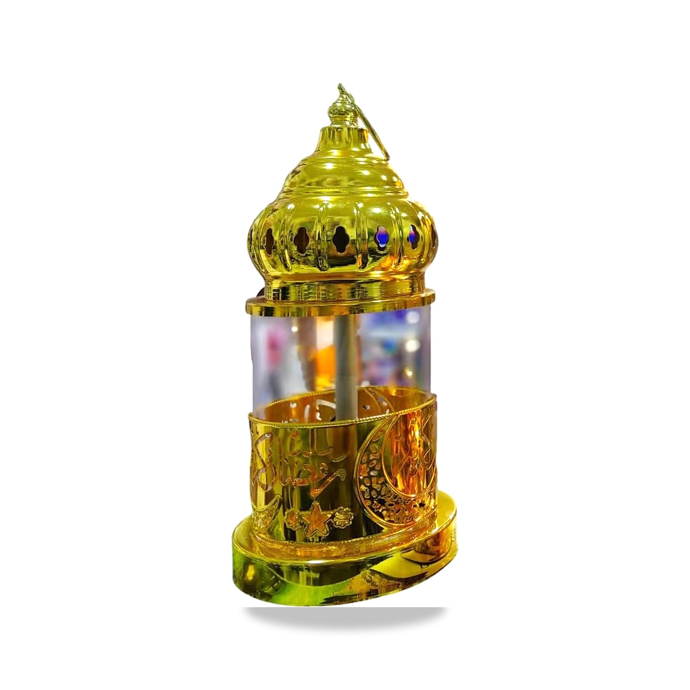 صورة منتج فانوس LED معدني وزجاج لشهر رمضان والعيد (لون ذهبي) – المادة معدن زجاج LED - كود الصنف reemco-2027-1841598 - ماركة يباع من خلال reemco - توريد وتصوير حصري لشركة ريمكو القابضة السعودية