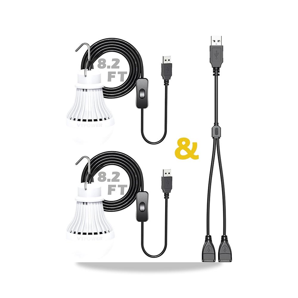 صورة منتج مصباح اضاءة USB LED للتخييم بطول اضافي 8.6 قدم مع كابل USB على شكل حرف Y، LED محمول للمراب والمستودع - كود الصنف reemco-2027-1844305 - ماركة يباع من خلال reemco - توريد وتصوير حصري لشركة ريمكو القابضة السعودية