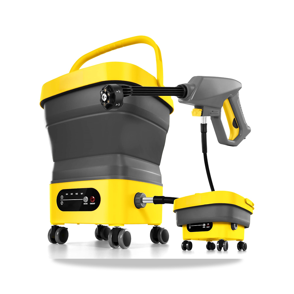 صورة منتج بخاخ غسيل محمول قابل للطي مع خزان مياه 3.7 جالون وعجلات من فافورموني Favormony – اللون Yellow+Gray – طول الخرطوم 10 قدم - كود الصنف reemco-2027-1854001 - ماركة يباع من خلال reemco - توريد وتصوير حصري لشركة ريمكو القابضة السعودية