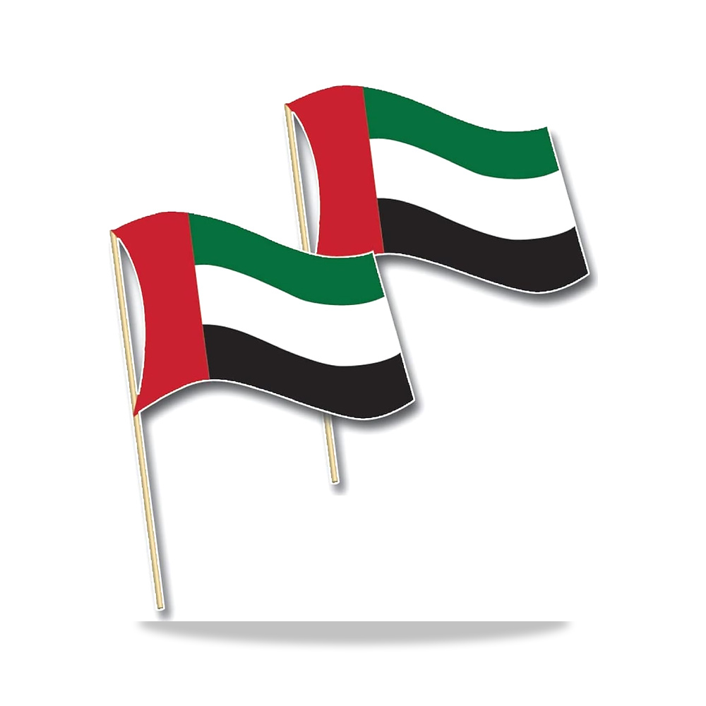 صورة منتج علم الامارات العربية المتحدة 30 × 45 سم، 2 قطعة/عبوة سميفيز – اللون ألوان متعددة – المادة خشب - كود الصنف reemco-2027-1859656 - ماركة يباع من خلال reemco - توريد وتصوير حصري لشركة ريمكو القابضة السعودية