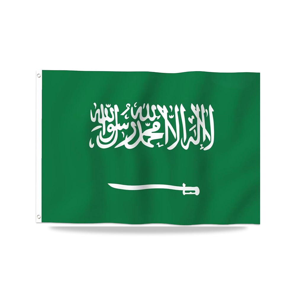 صورة منتج علم المملكة العربية السعودية بمقاس (1.20 × 1.80 م) مصنوع من (بوليستر 100D) للاستخدام الداخلي والخارجي - كود الصنف reemco-2027-1860177 - ماركة يباع من خلال reemco - توريد وتصوير حصري لشركة ريمكو القابضة السعودية