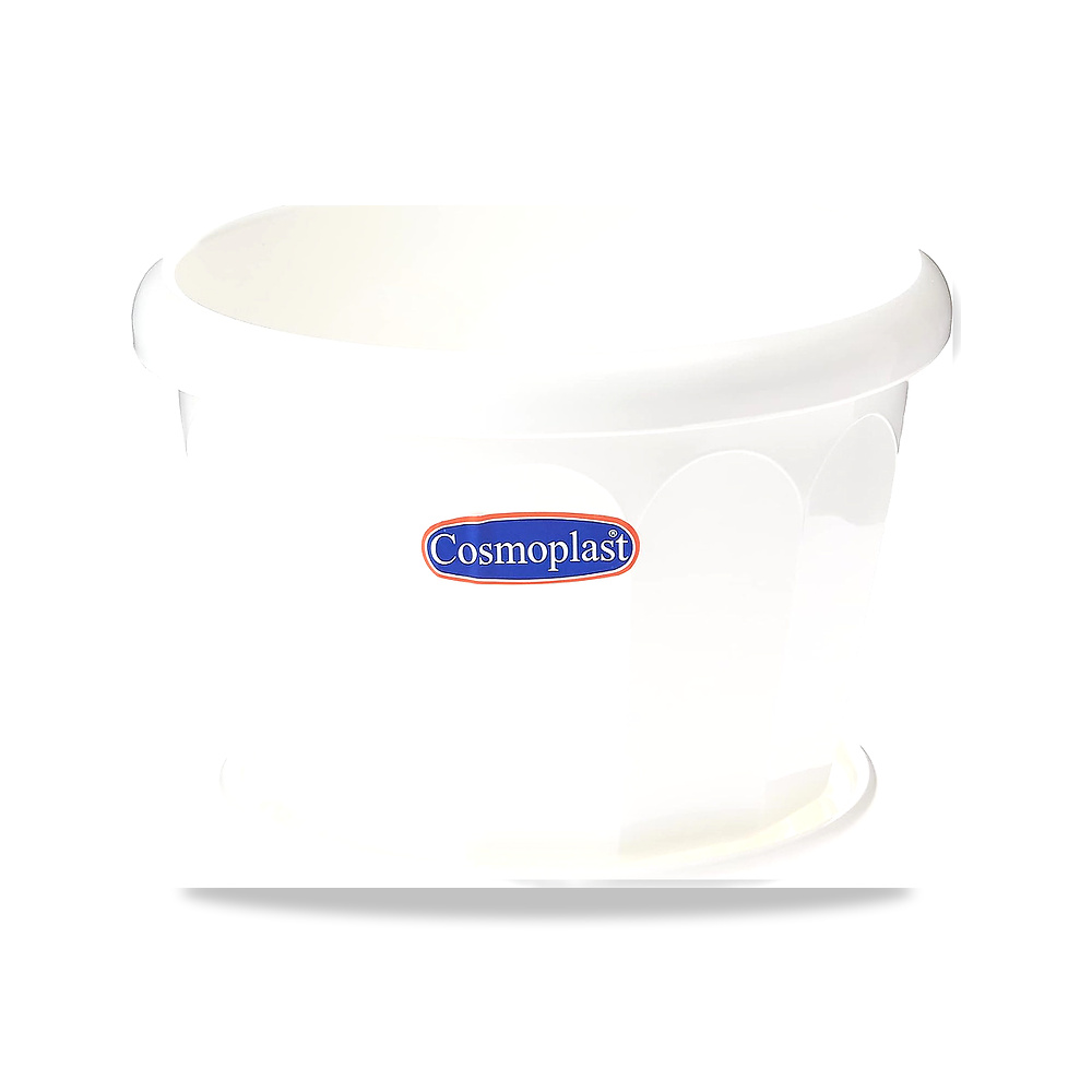 وعاء زهور بلاستيك سداسي الشكل من كوزموبلاست مقاس 20 مع صينية - أبيض، Iffp20044Wh - 19العمق x 19العرض x 15الارتفاع سم