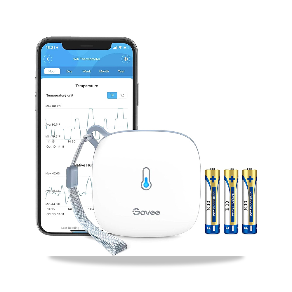 صورة منتج مقياس للحرارة والرطوبة بتقنية WiFi، حساس ذكي لدرجة الحرارة مع تنبيه بواسطة اشعارات على التطبيق وتخزين بيانات - كود الصنف reemco-2027-1863627 - ماركة يباع من خلال reemco - توريد وتصوير حصري لشركة ريمكو القابضة السعودية