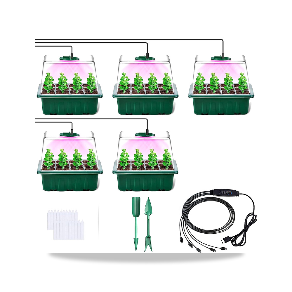 صورة منتج صينية بذور بوكيلا مع ضوء نمو من 5 قطع، مجموعة صواني شتلات مرتفعة قابلة للتعديل مع رطوبة للتعديل، بدء البذور - كود الصنف reemco-2027-1863822 - ماركة يباع من خلال reemco - توريد وتصوير حصري لشركة ريمكو القابضة السعودية