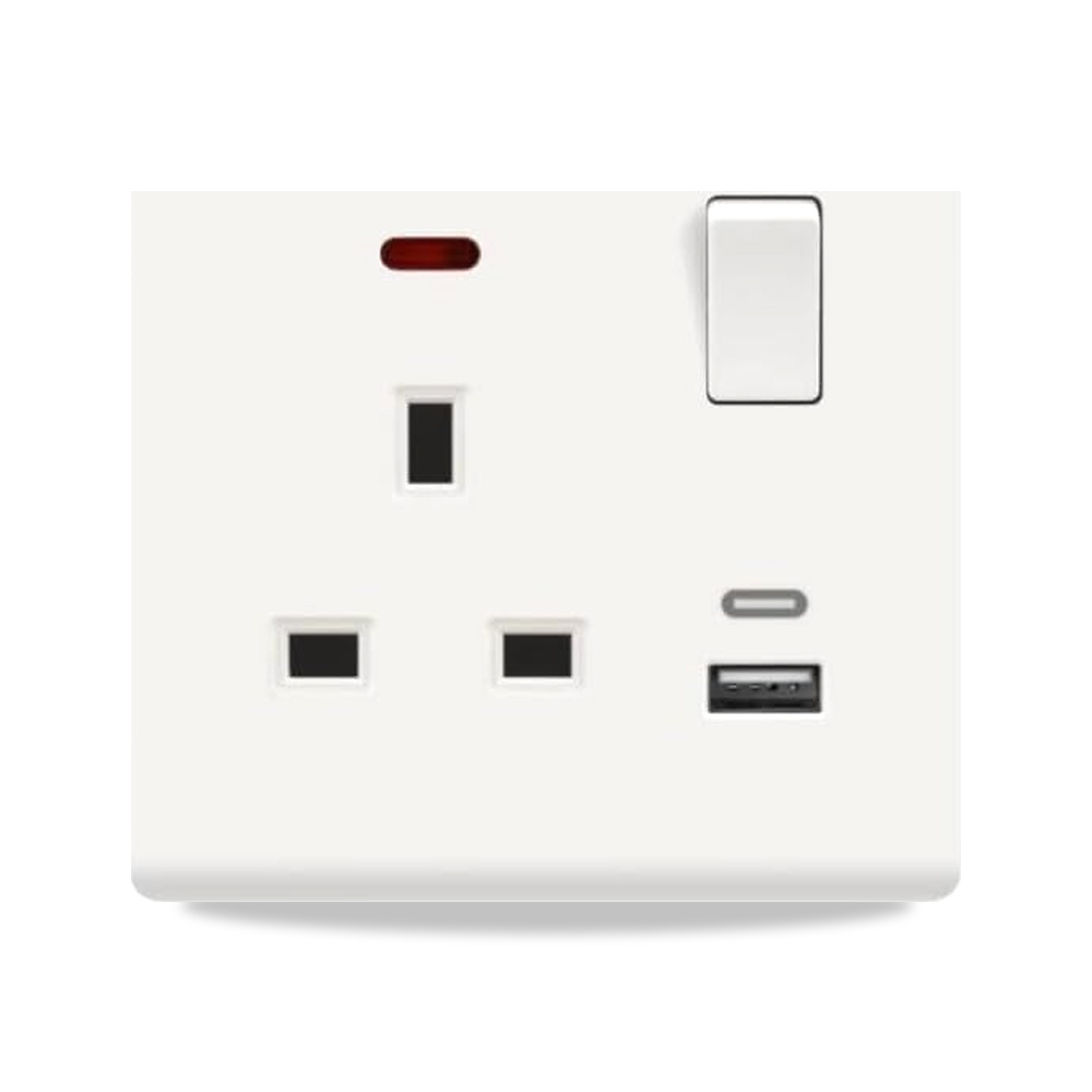 صورة منتج فيش مع مفتاح 13 أمبير مع مدخل USB + Typ -C أبيض – الرائد بلس ALRAED PLUS الرائد العربي ALRAED - كود الصنف reemco-2027-1864618 - ماركة يباع من خلال reemco - توريد وتصوير حصري لشركة ريمكو القابضة السعودية