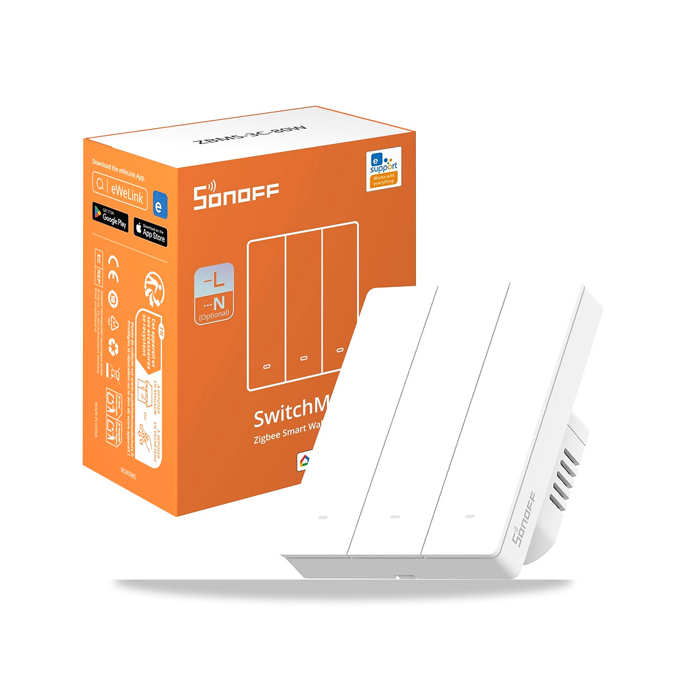 صورة منتج مفتاح حائط ذكي بتقنية زيجبي من سونوف، يدعم 3 خطوط إنارة، طراز ZBM5-3C-80W – 240 فولت – المادة بولي كربونات - كود الصنف reemco-2027-1864746 - ماركة يباع من خلال reemco - توريد وتصوير حصري لشركة ريمكو القابضة السعودية