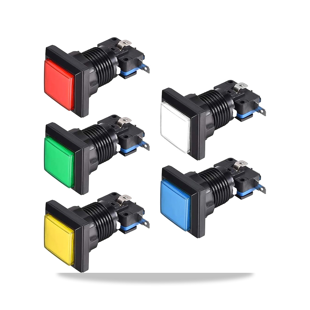 صورة منتج اوكسيل زر ضغط للالعاب 34 × 34 مربع 12 فولت باضاءة LED مع مفتاح مايكرو لالعاب الفيديو اركيد 5 الوان 5 قطع - كود الصنف reemco-2027-1864804 - ماركة يباع من خلال reemco - توريد وتصوير حصري لشركة ريمكو القابضة السعودية