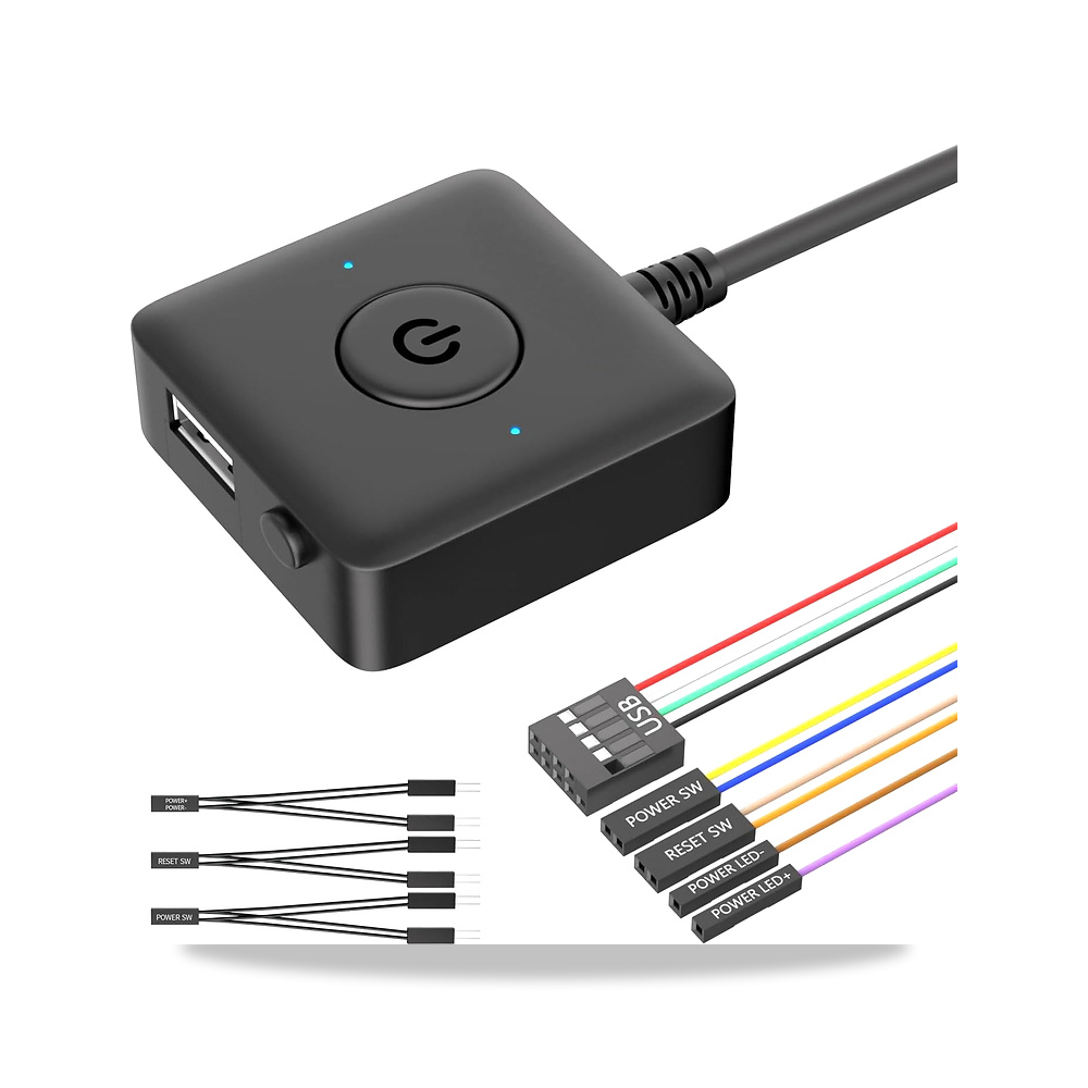 صورة منتج زر تشغيل خارجي للكمبيوتر مع منفذ USB 2.0 ومفتاح اعادة ضبط لتمديد اللوحة الام المكتبي، جهاز تحكم عن بعد - كود الصنف reemco-2027-1866868 - ماركة يباع من خلال reemco - توريد وتصوير حصري لشركة ريمكو القابضة السعودية