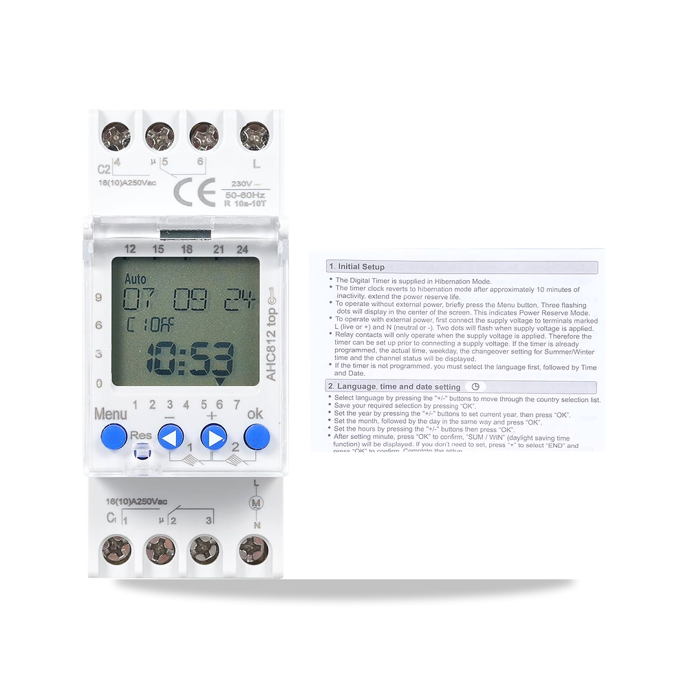 صورة منتج مفتاح توقيت قابل للبرمجة بقناتين من ليكيفي، AHC812 230 فولت 16 امبير LICAEVEY – المادة بلاستيك معدن – تيار متردد 230 فولت، 50 هرتز - كود الصنف reemco-2027-1867415 - ماركة يباع من خلال reemco - توريد وتصوير حصري لشركة ريمكو القابضة السعودية